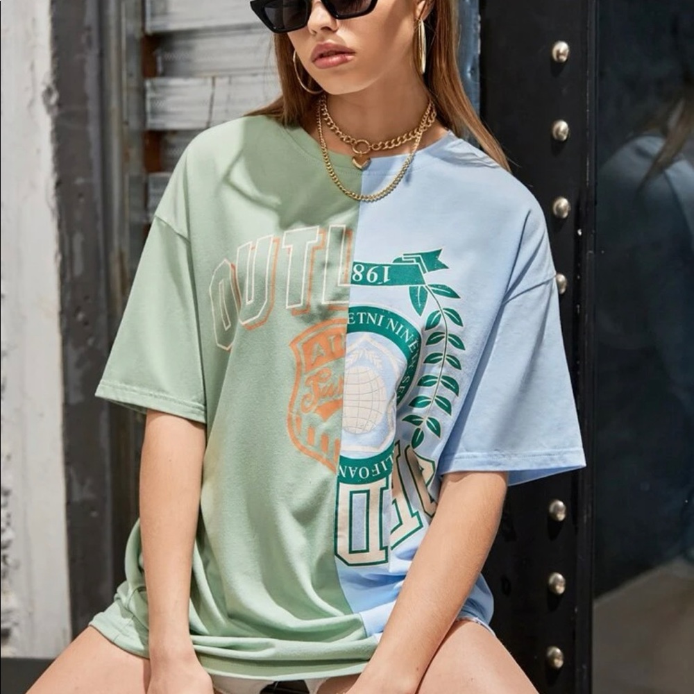 Two Tone Drop Shoulder Longline Tee